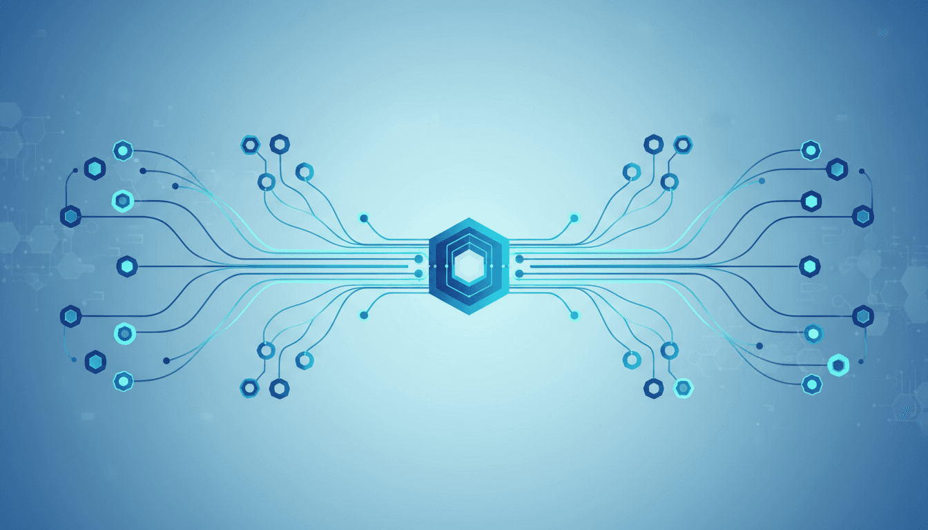 Visualization of organized AI orchestration with flowing data streams and clear hierarchies